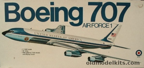 Entex 1/100 Boeing 707-32B (VC-137) - TWA or Air Force 1 Presidential Aircraft - with Clear Parts and Interior Details, 8519 plastic model kit